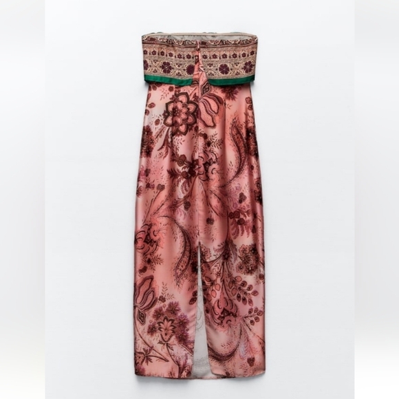 Zara Printed Strapless Midi Dress - Picture 9 of 16